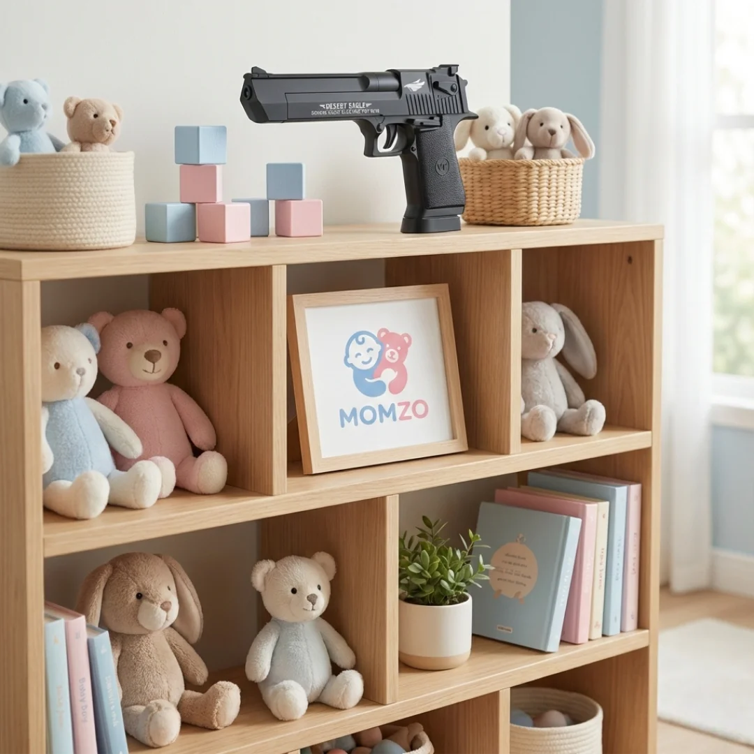 Realistic Desert Eagle toy gun with lights shelf view