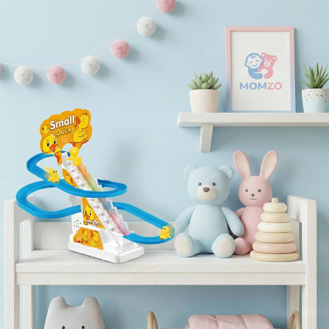 Battery Duck Slide Track Playset – Climbing Ducks with Music & Lights for Kids Ages 3+