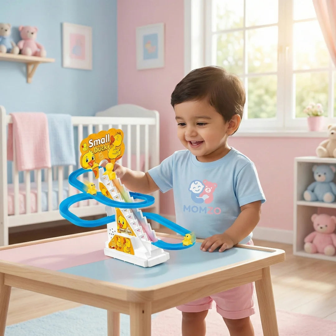 Battery Duck Slide Track Playset – Climbing Ducks with Music & Lights for Kids Ages 3+