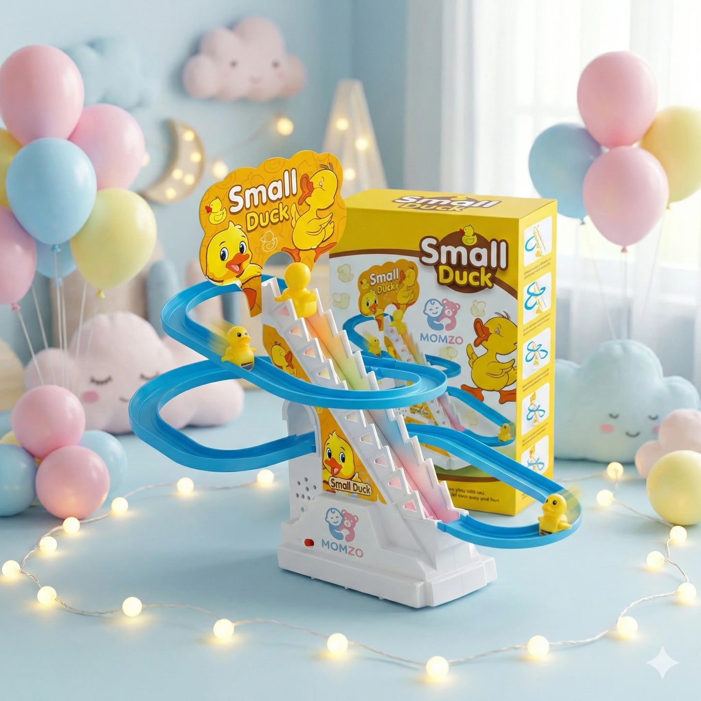 Battery Duck Slide Track Playset – Climbing Ducks with Music & Lights for Kids Ages 3+