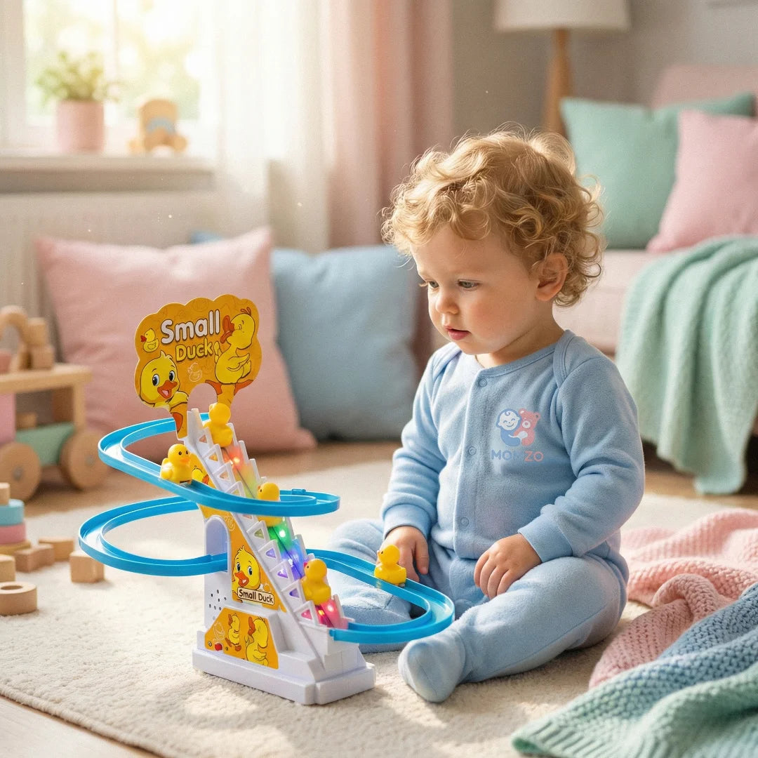Battery Duck Slide Track Playset – Climbing Ducks with Music & Lights for Kids Ages 3+