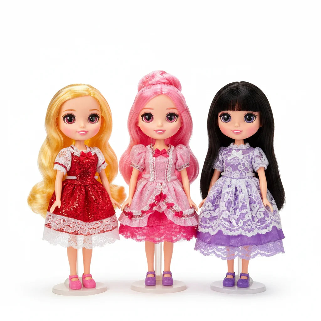 Baby Dolls 3 Pack — Soft Vinyl Mini Dolls with Fashion Dresses for Kids