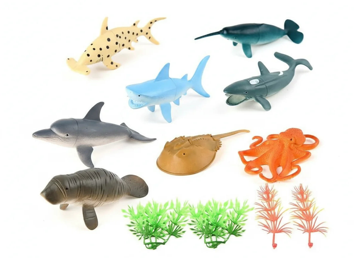 Sea Animal Toy Set – Marine Ocean Creatures Figures | Educational Learning Pack for Kids