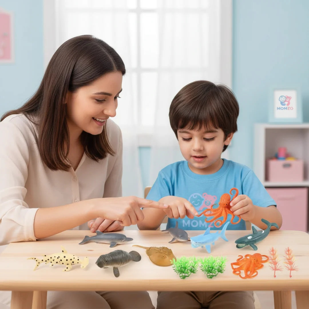 Sea Animal Toy Set – Marine Ocean Creatures Figures | Educational Learning Pack for Kids