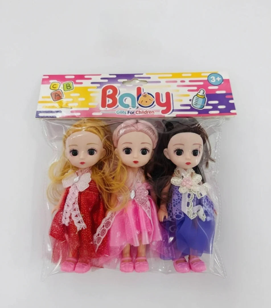 Baby Dolls 3 Pack — Soft Vinyl Mini Dolls with Fashion Dresses for Kids