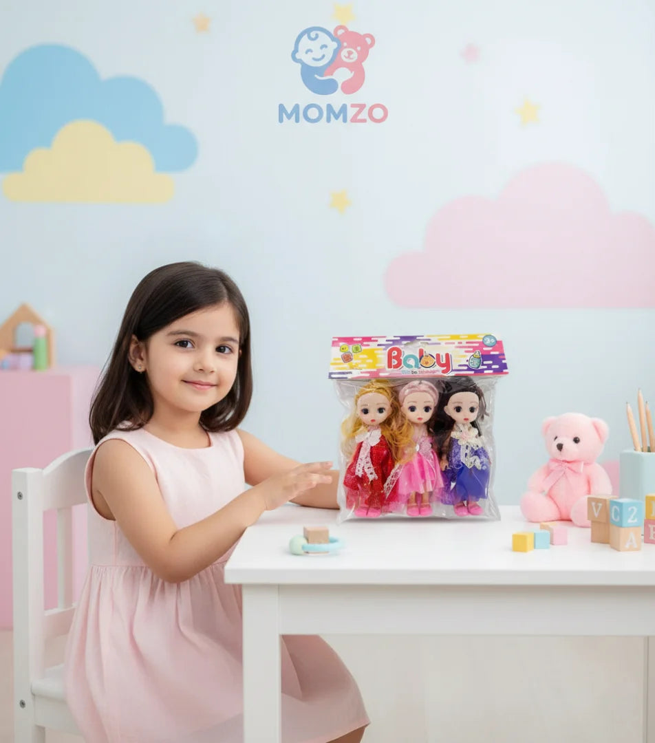 Baby Dolls 3 Pack — Soft Vinyl Mini Dolls with Fashion Dresses for Kids