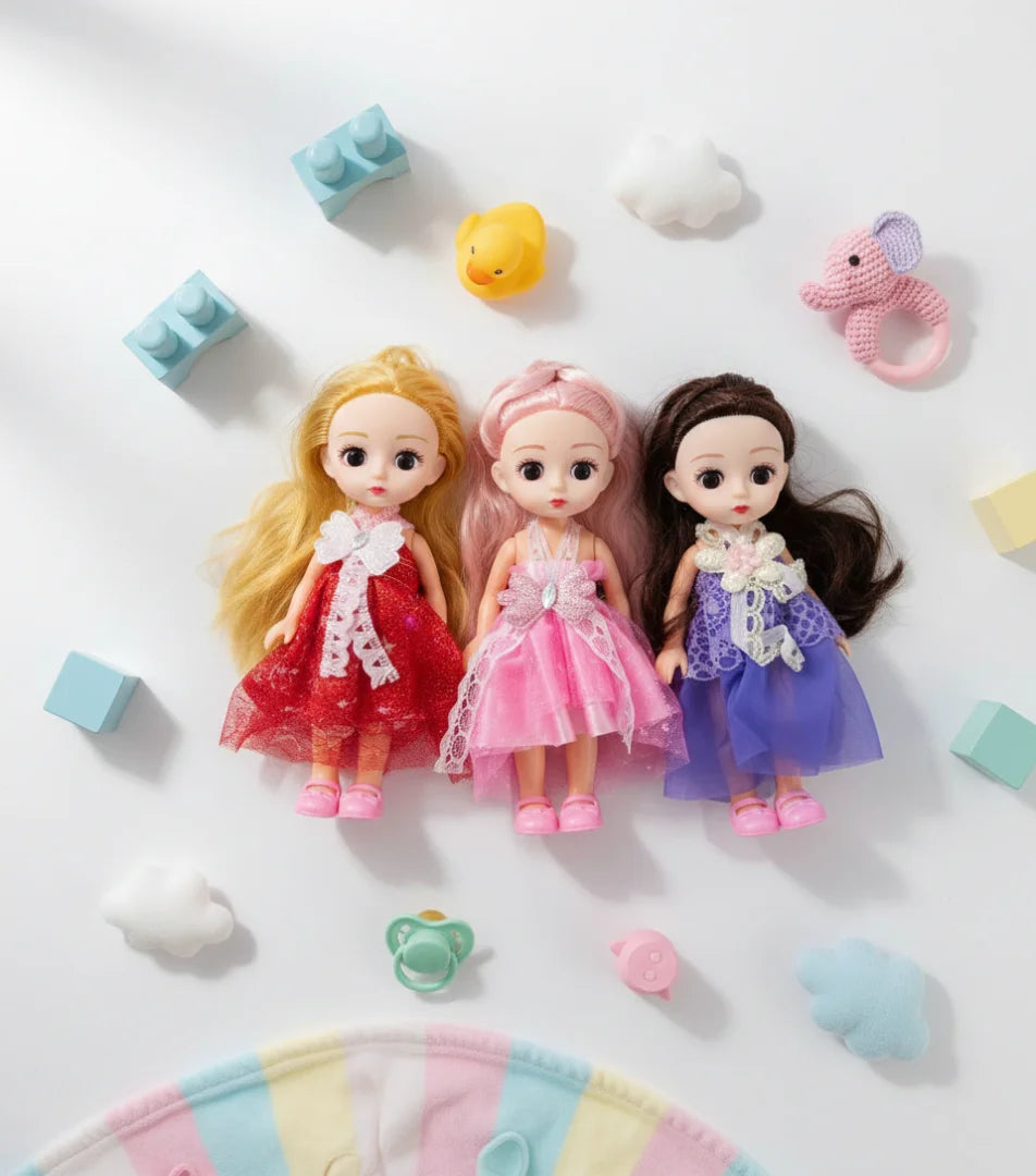 Baby Dolls 3 Pack — Soft Vinyl Mini Dolls with Fashion Dresses for Kids