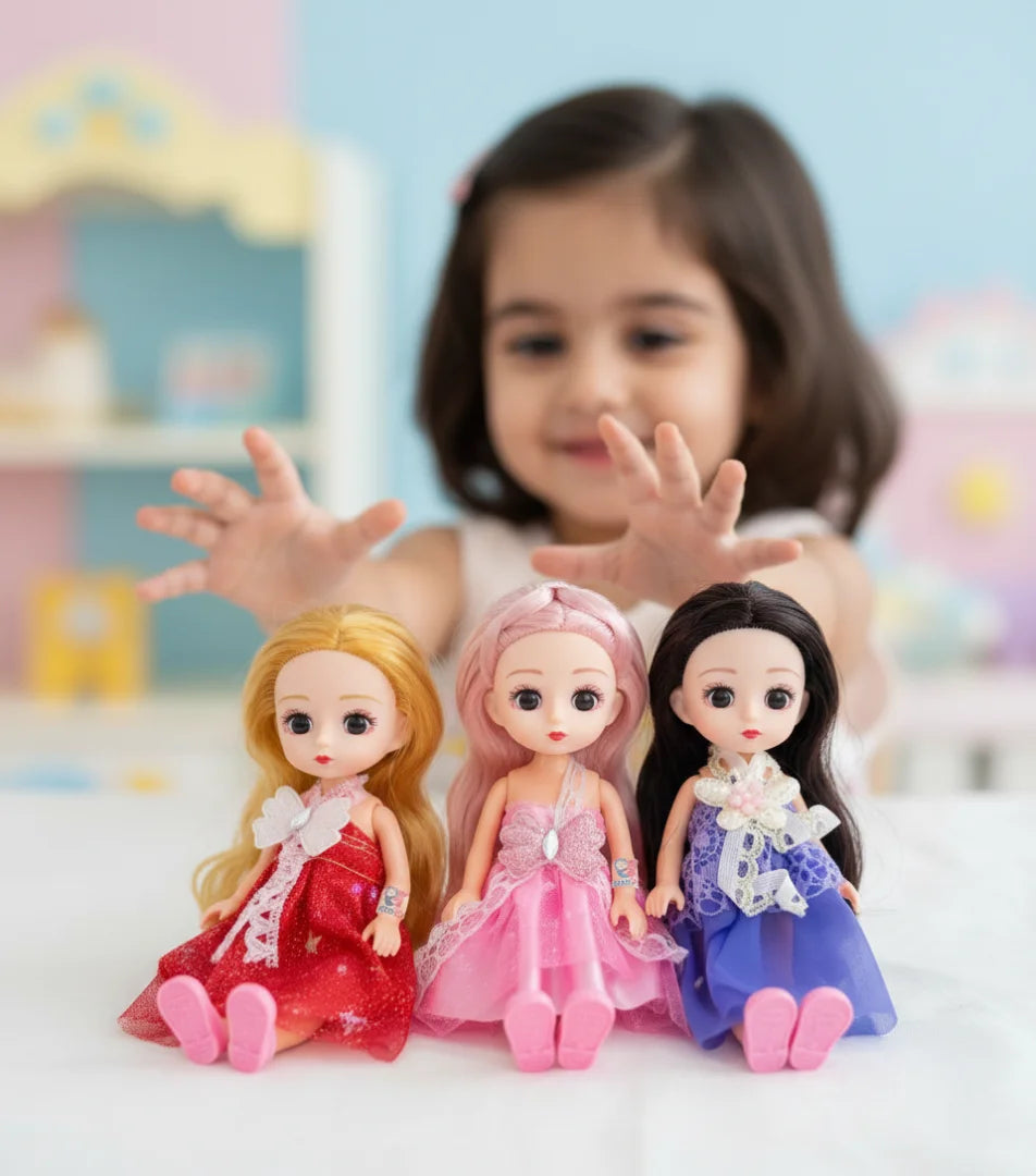Baby Dolls 3 Pack — Soft Vinyl Mini Dolls with Fashion Dresses for Kids