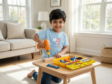 Boy Using Educational Toy Drill