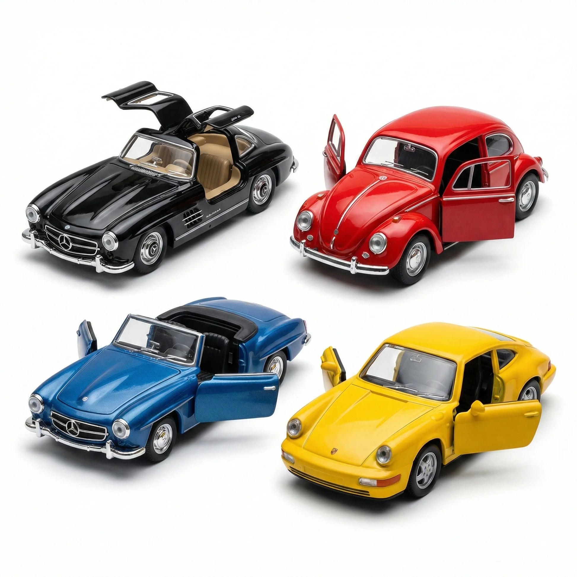 Die Cast Metal Mini Cars for Kids — Pull Back Sports Cars Toy Set with Opening Doors (Mixed Models)