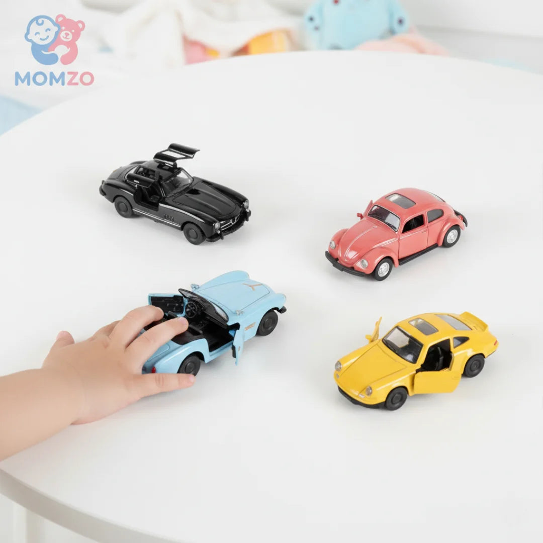 Die Cast Metal Mini Cars for Kids — Pull Back Sports Cars Toy Set with Opening Doors (Mixed Models)