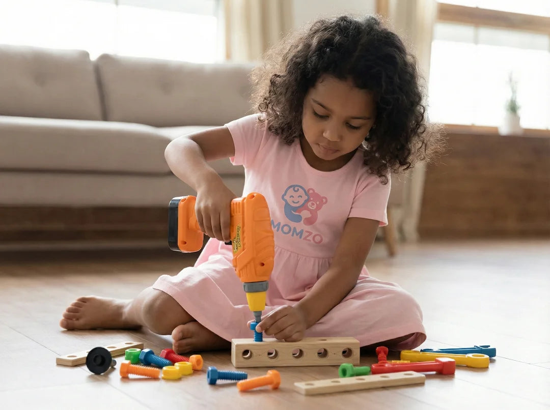 Girl Building with Kids Learning Tool Kit