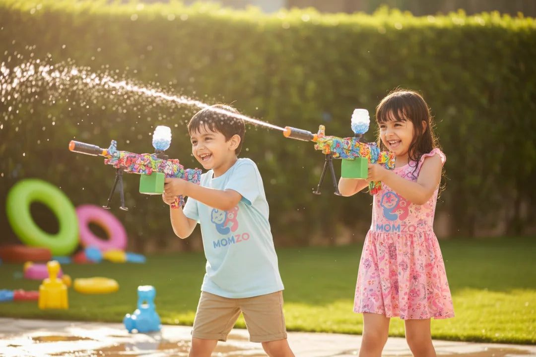 High-speed M249 water gun outdoor play babaies playing
