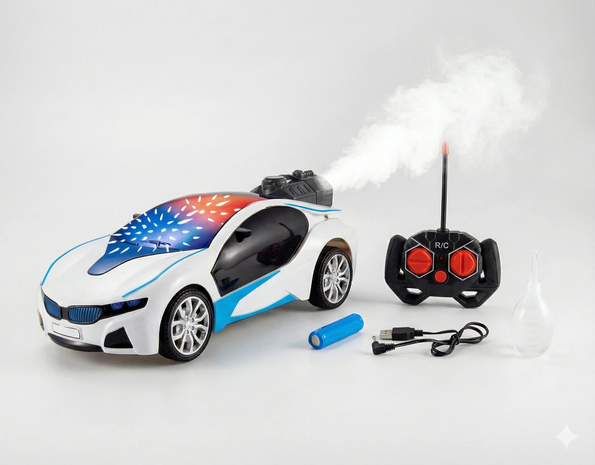 Limit Spray RC truck toy set with remote, battery and USB charger