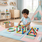 baby building structures with magnetic blocks