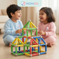 Kids building structures with magnetic blocks