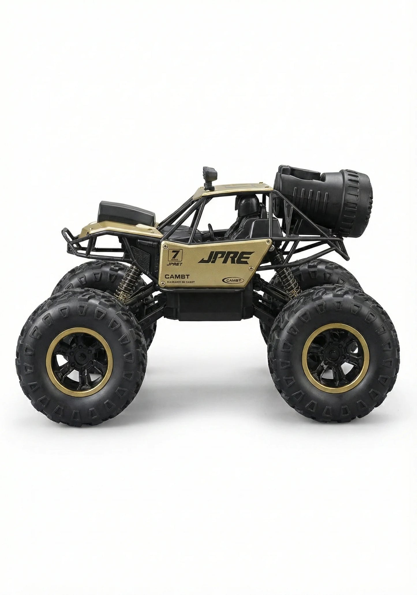 “Momzo 4WD stunt RC car side view on white background”