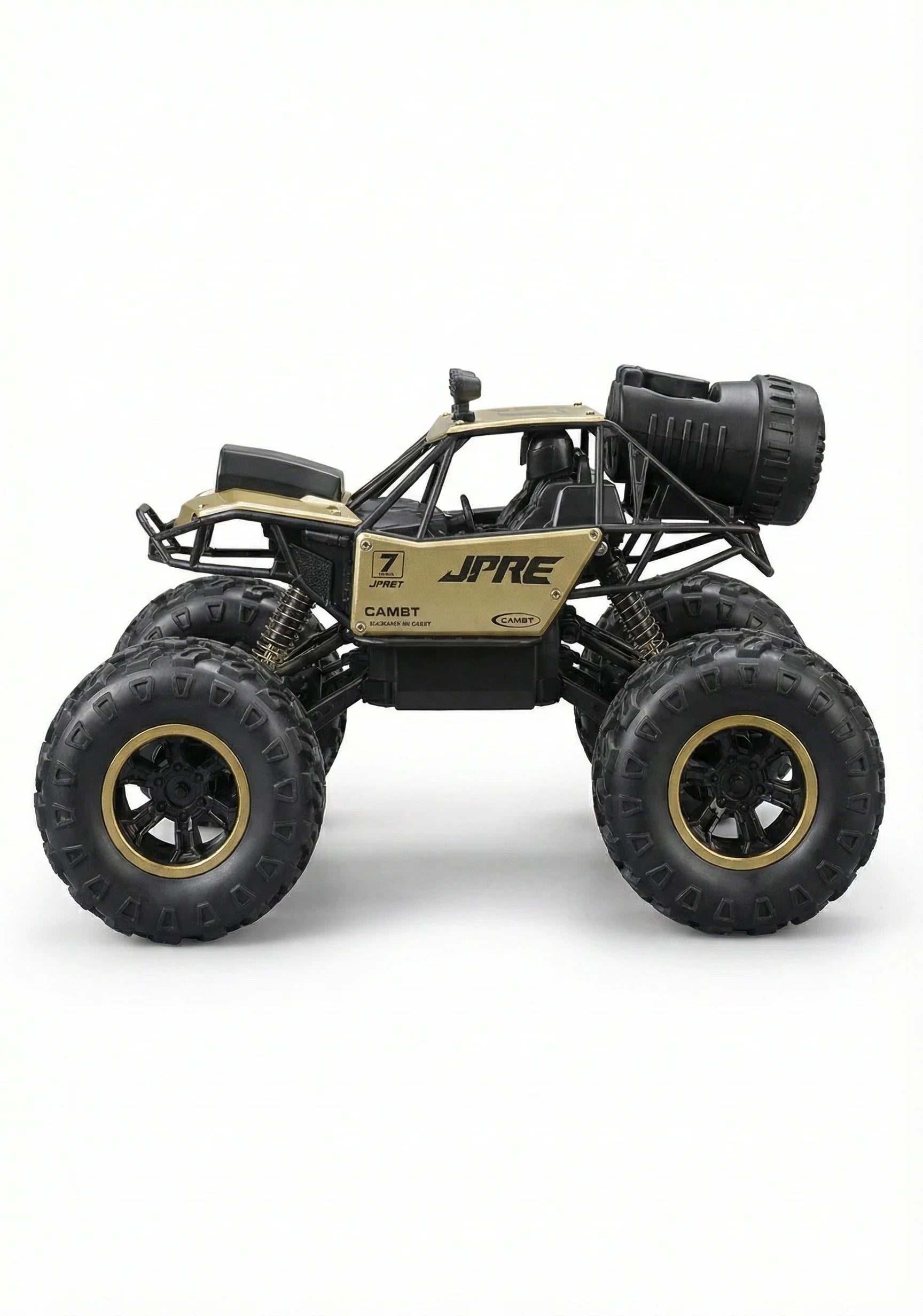 “Momzo 4WD stunt RC car side view on white background”