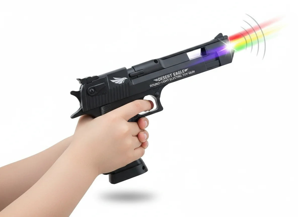 Realistic Desert Eagle toy gun with lights shoot view