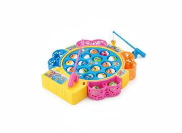 Fishing game for kids toy with 15 fish on rotating board