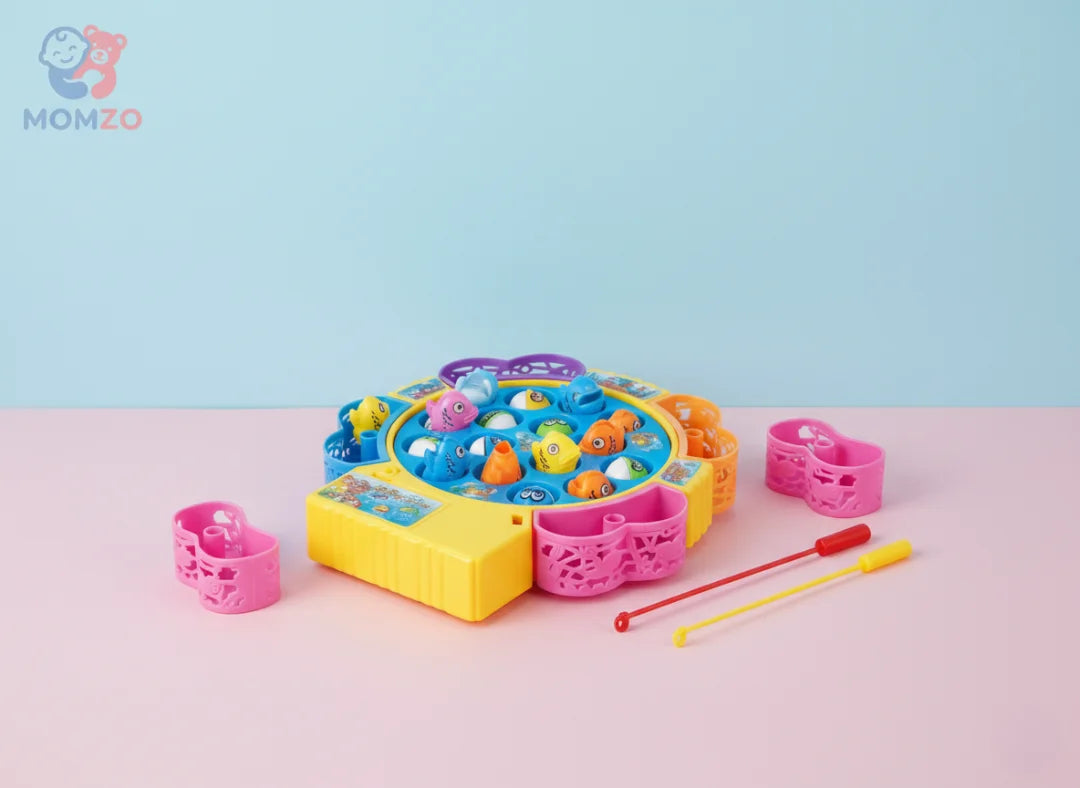 Fishing game toy components and fish pieces with momzo theme