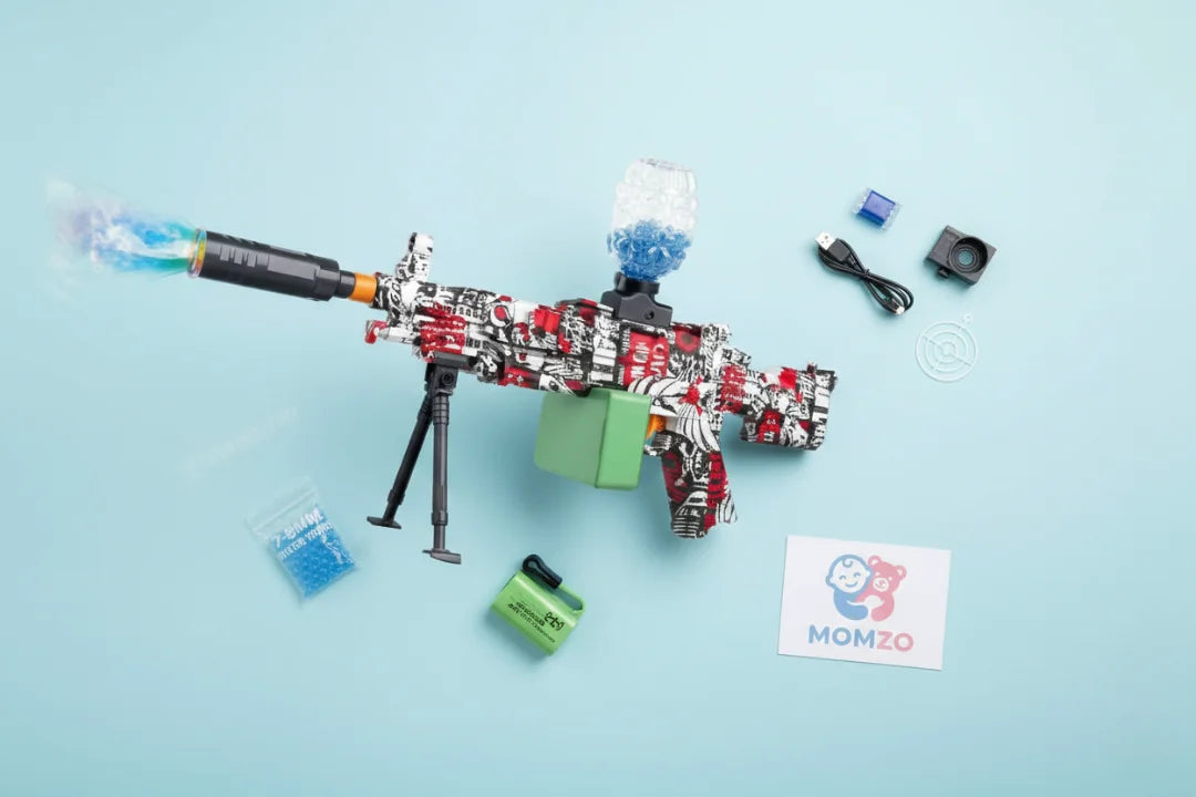 High-speed M249 water gun outdoor play with momzo theme