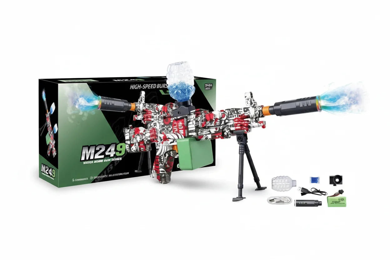 High-speed M249 water gun outdoor play and idoor pllay toy with box