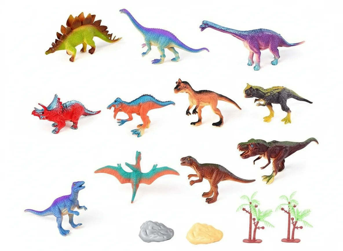 plastic dinosaur toy figures set view