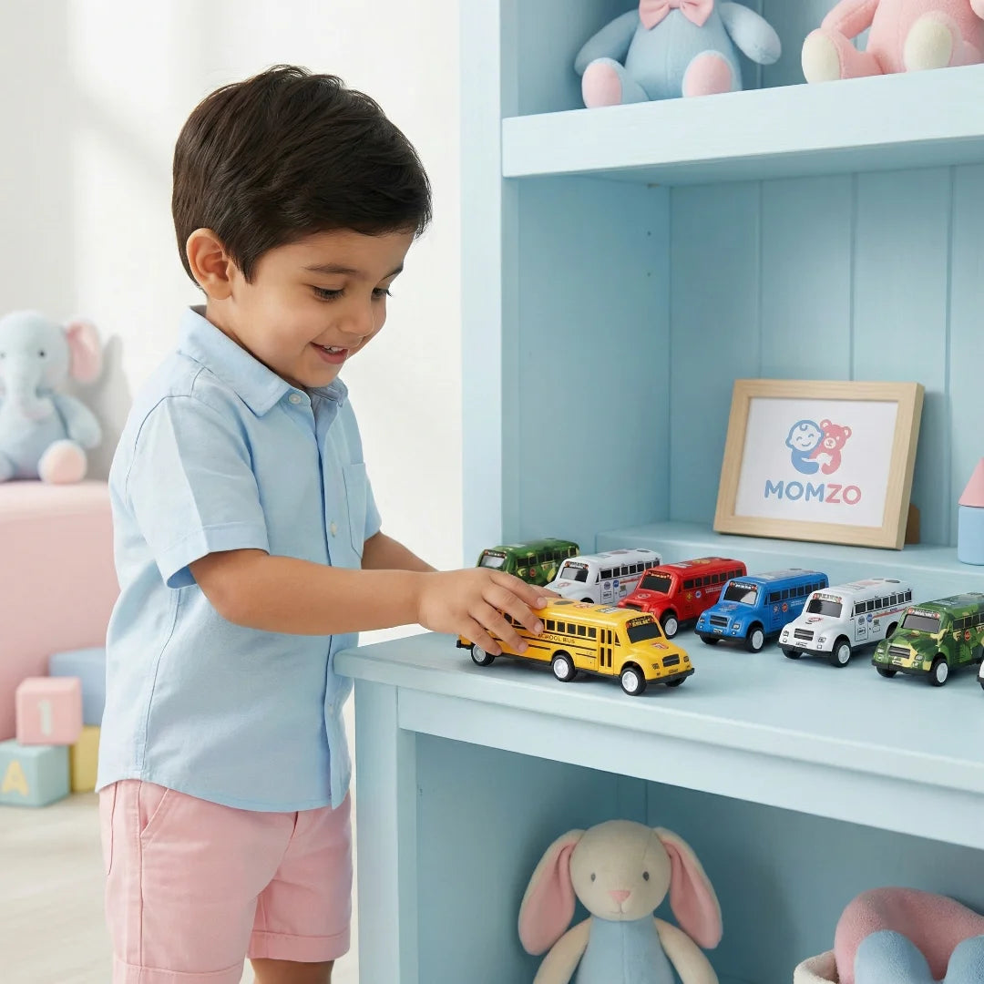 Pull Back Mini Bus Toy Set — Metal Alloy Buses for Kids (Multiple Designs)