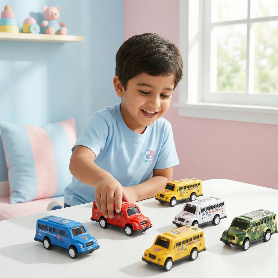 Pull Back Mini Bus Toy Set — Metal Alloy Buses for Kids (Multiple Designs)