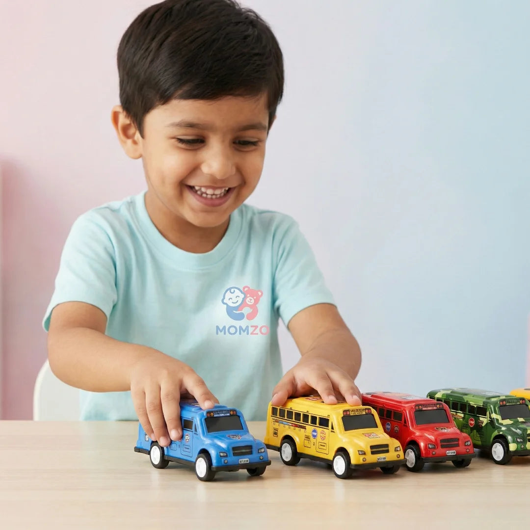 Pull Back Mini Bus Toy Set — Metal Alloy Buses for Kids (Multiple Designs)