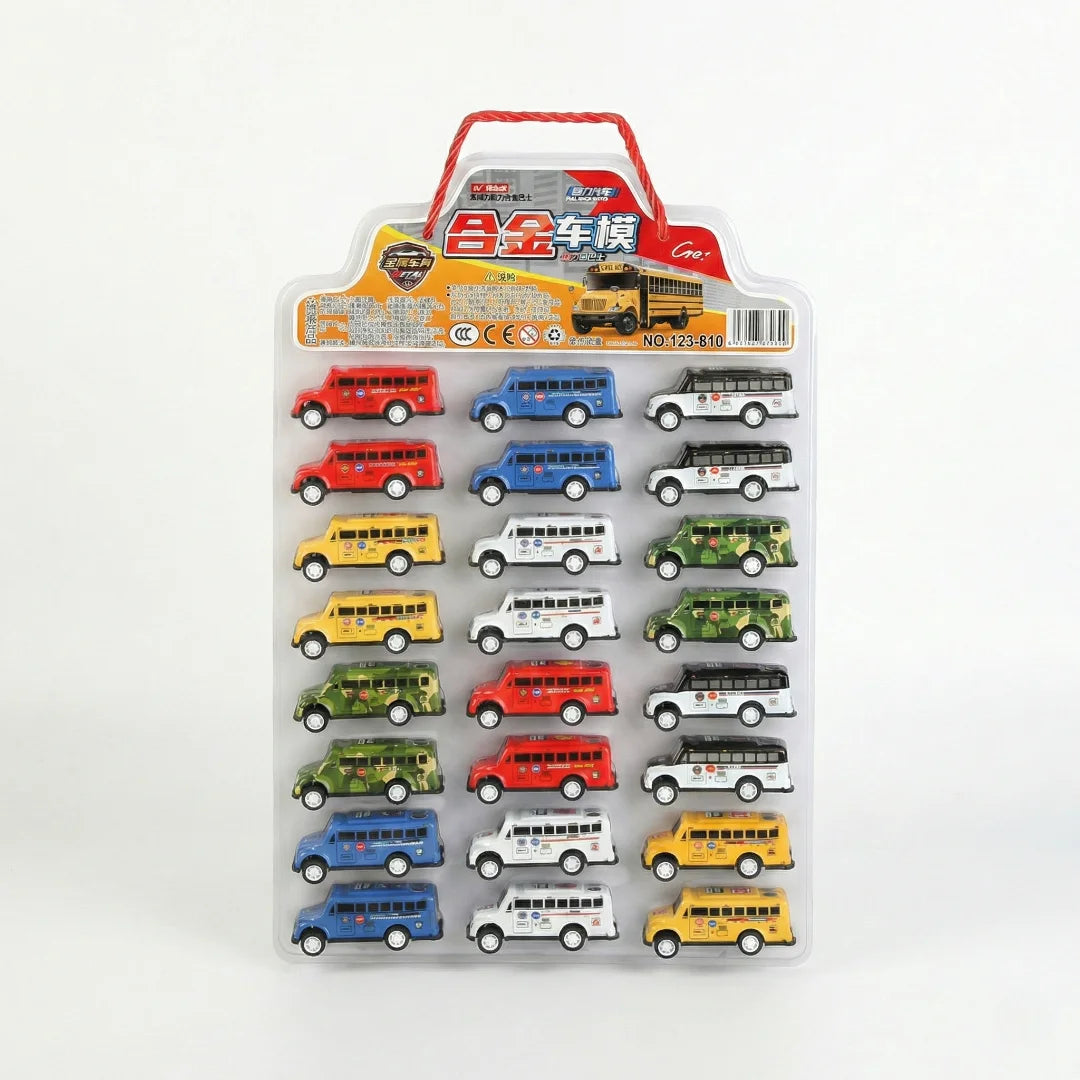 Pull Back Mini Bus Toy Set — Metal Alloy Buses for Kids (Multiple Designs)