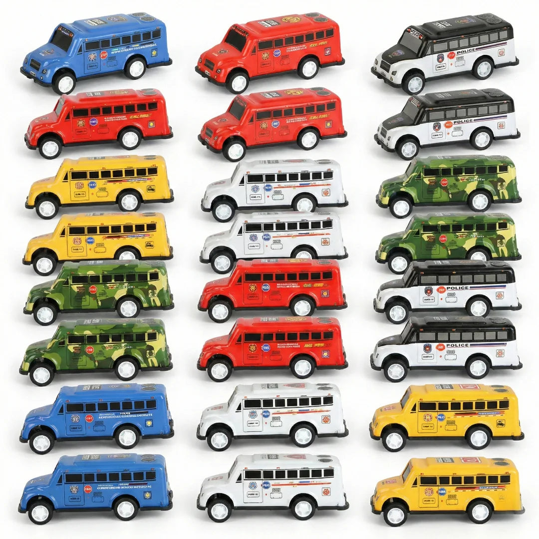 Pull Back Mini Bus Toy Set — Metal Alloy Buses for Kids (Multiple Designs)