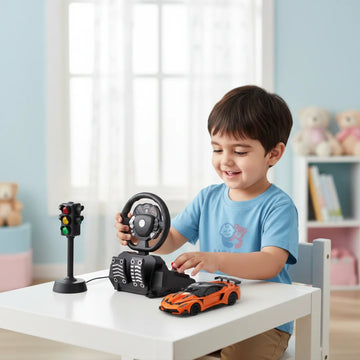 Rivalry Steering Wheel RC Playset with Pedals, Gear & Traffic Lights – Simulation Driving Kit