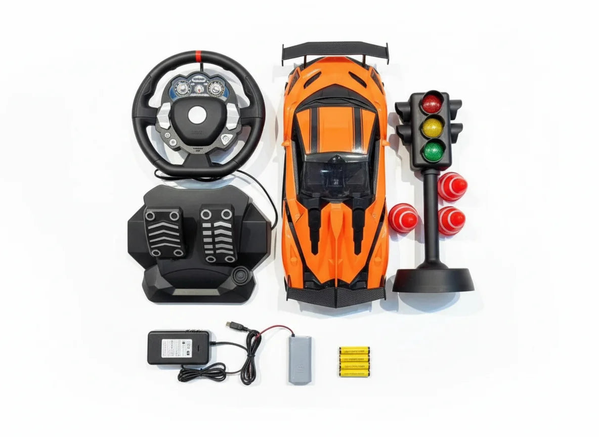 Rivalry Steering Wheel RC Playset with Pedals, Gear & Traffic Lights – Simulation Driving Kit