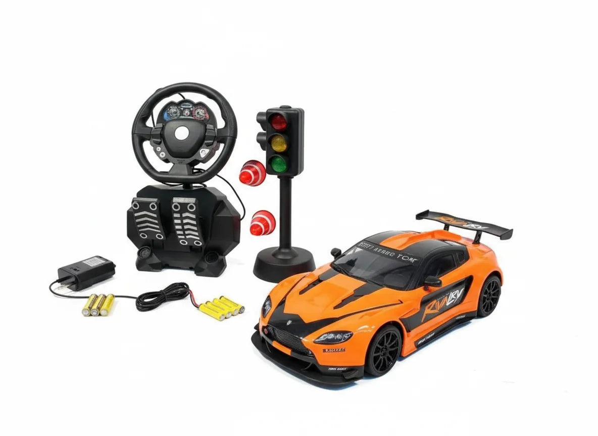 Rivalry Steering Wheel RC Playset with Pedals, Gear & Traffic Lights – Simulation Driving Kit