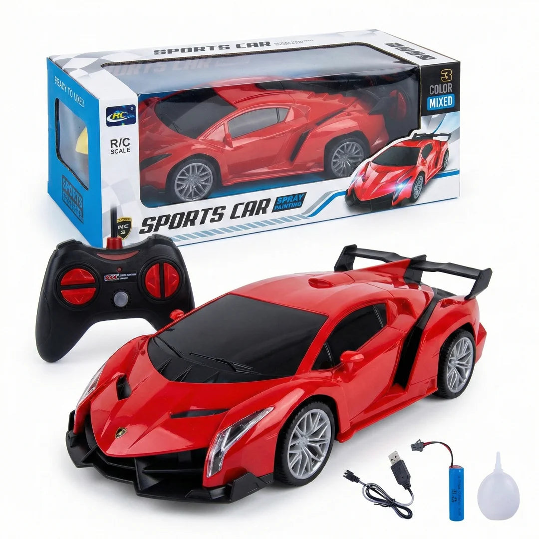 Spray Paint RC Sports Car Toy with Custom Color Kit + Controller
